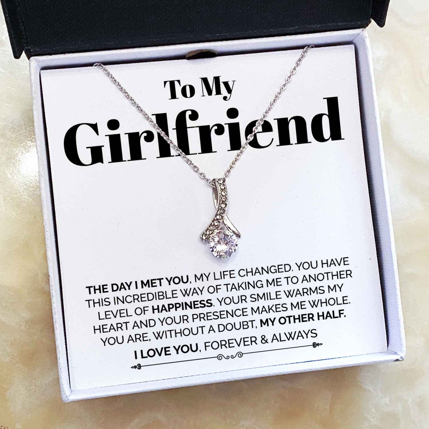 To My Girlfriend - The Day I Met You - White Gold Alluring Necklace