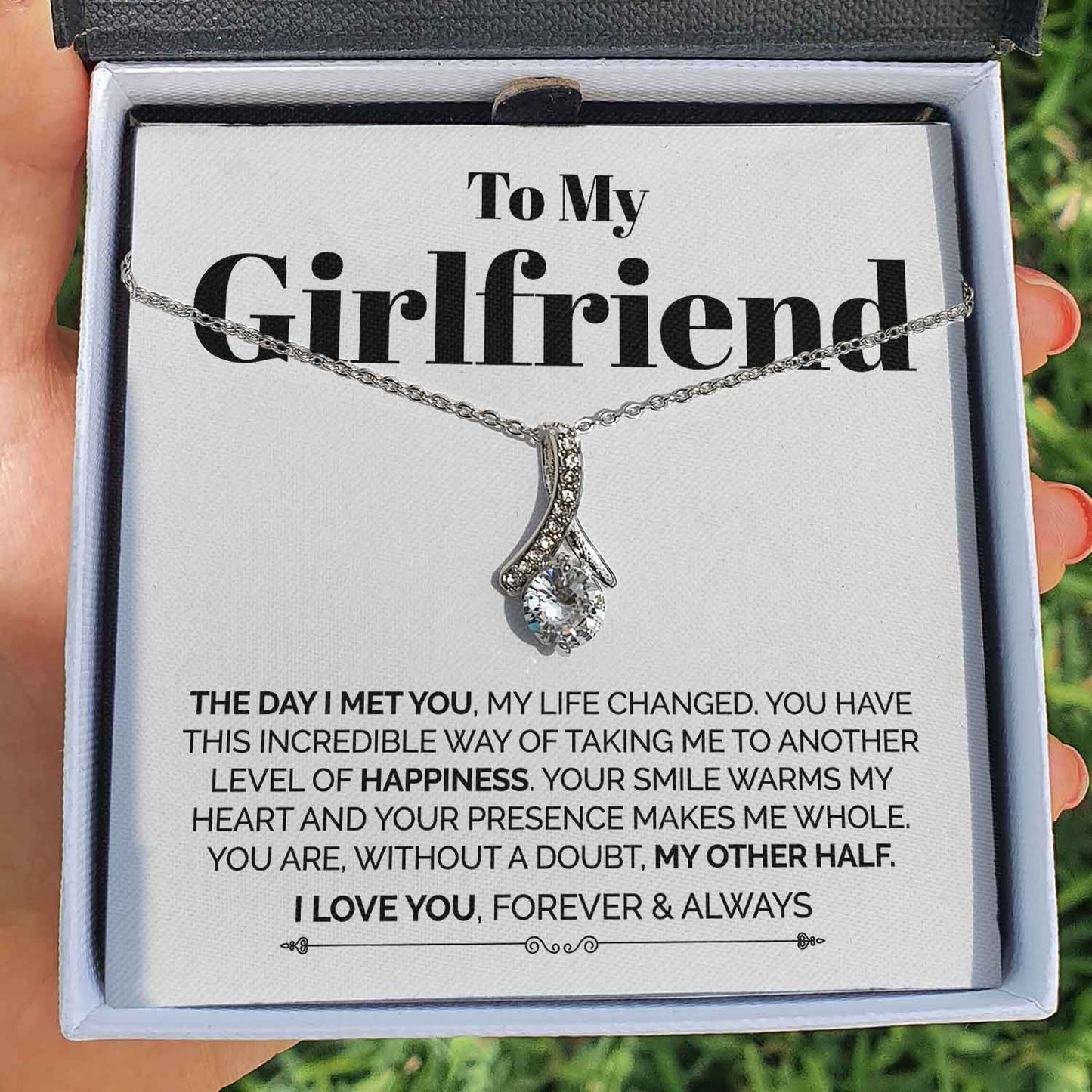 To My Girlfriend - The Day I Met You - White Gold Alluring Necklace