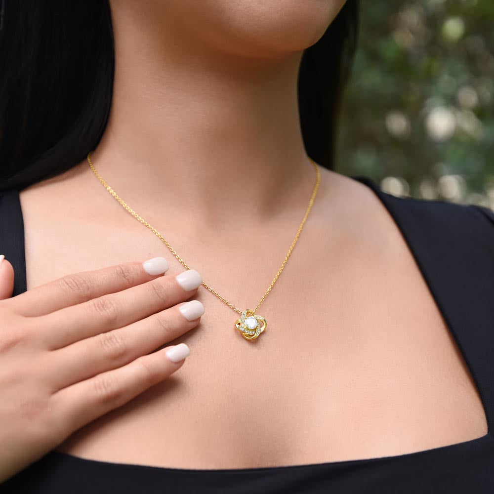 (Almost Sold Out) Gift for Wife "I Can't Live Without You" Gold Knot Necklace