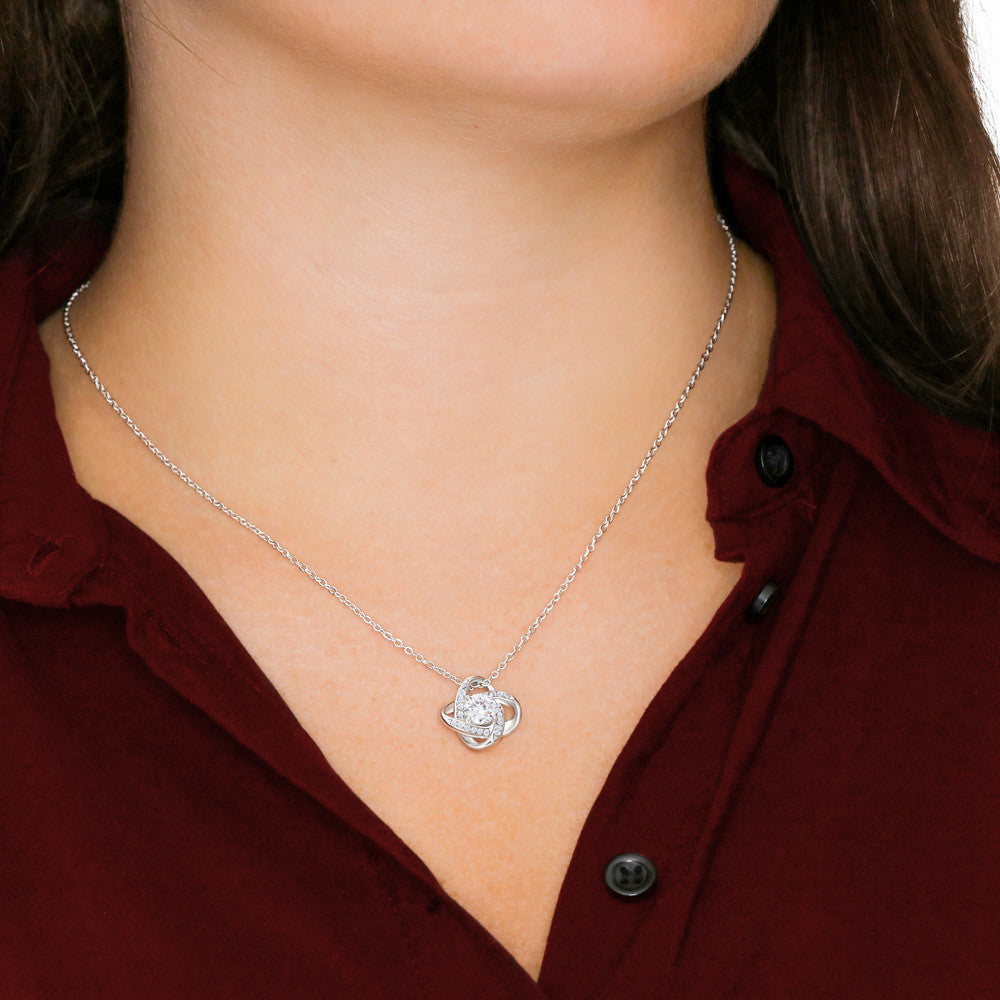 (Almost Sold Out) Gift for Wife "I Can't Live Without You" Gold Knot Necklace