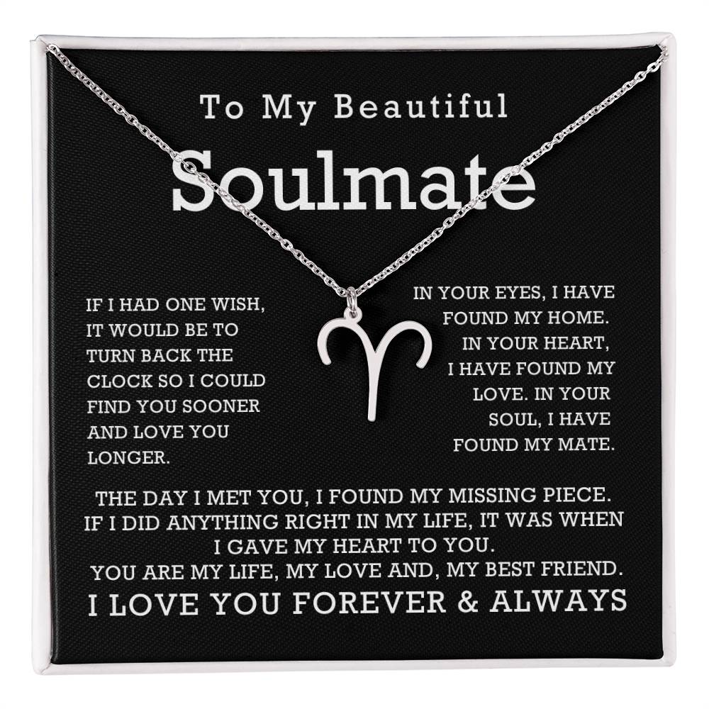 Zodiac Symbol Necklace To My Beautiful Soulmate You Are My Life My Love My Best Friend with Message Card