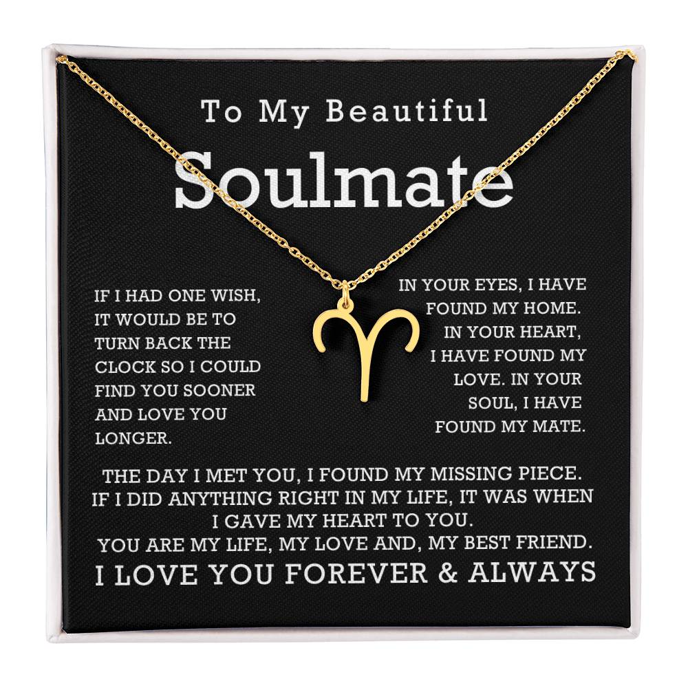 Zodiac Symbol Necklace To My Beautiful Soulmate You Are My Life My Love My Best Friend with Message Card