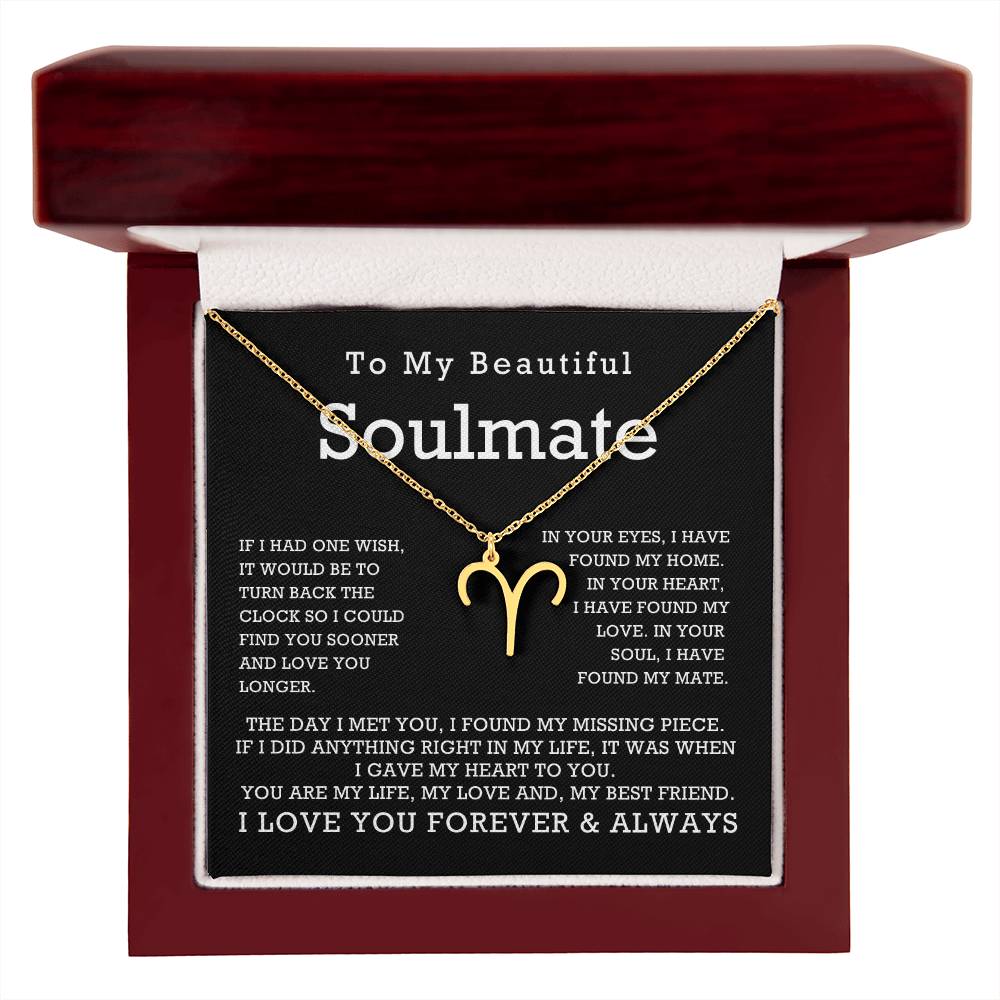 Zodiac Symbol Necklace To My Beautiful Soulmate You Are My Life My Love My Best Friend with Message Card