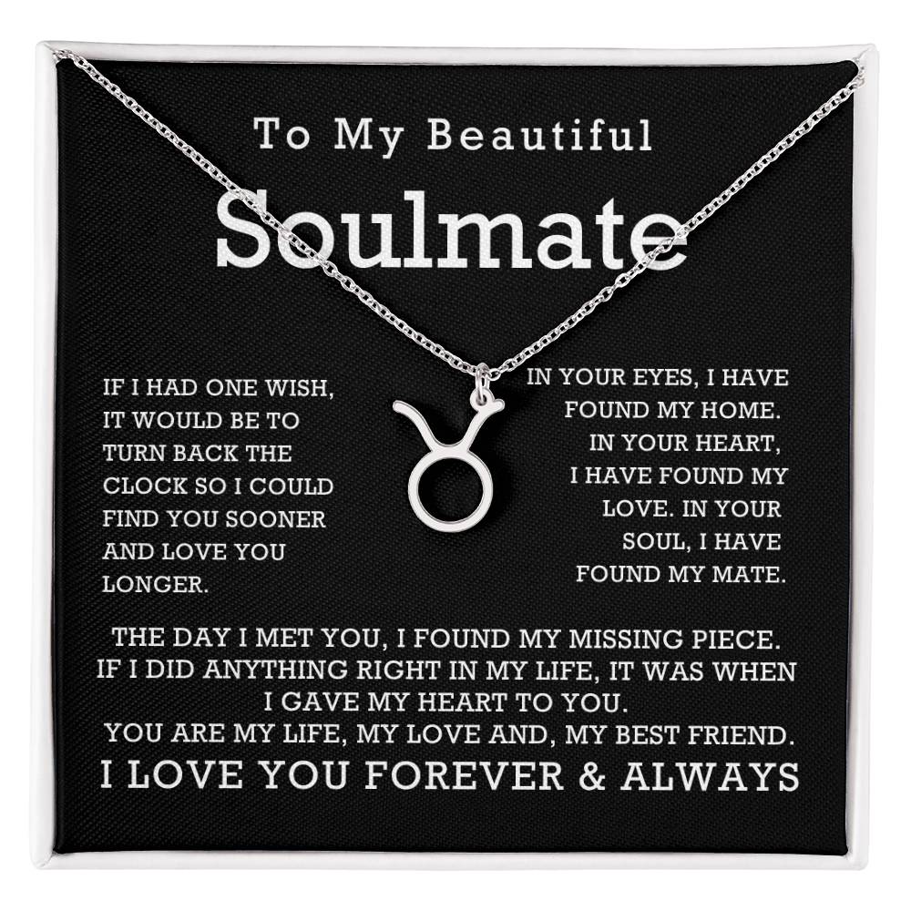 Zodiac Symbol Necklace To My Beautiful Soulmate You Are My Life My Love My Best Friend with Message Card