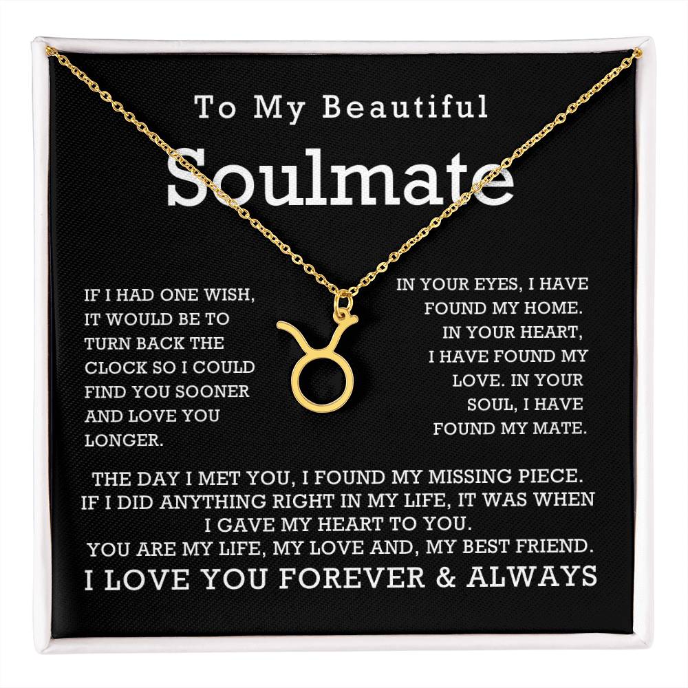 Zodiac Symbol Necklace To My Beautiful Soulmate You Are My Life My Love My Best Friend with Message Card