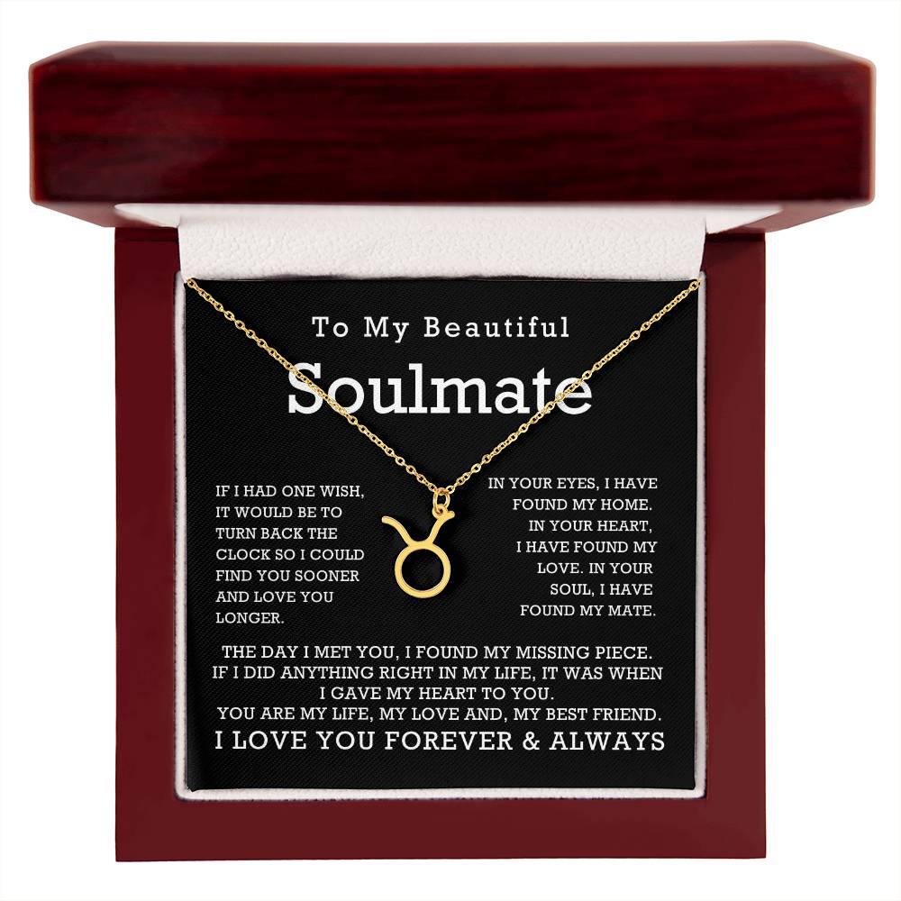 Zodiac Symbol Necklace To My Beautiful Soulmate You Are My Life My Love My Best Friend with Message Card