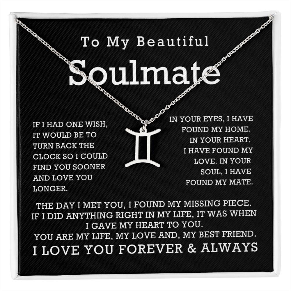 Zodiac Symbol Necklace To My Beautiful Soulmate You Are My Life My Love My Best Friend with Message Card