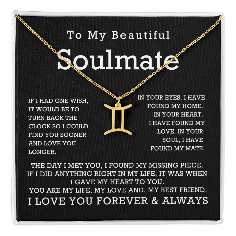 Zodiac Symbol Necklace To My Beautiful Soulmate You Are My Life My Love My Best Friend with Message Card