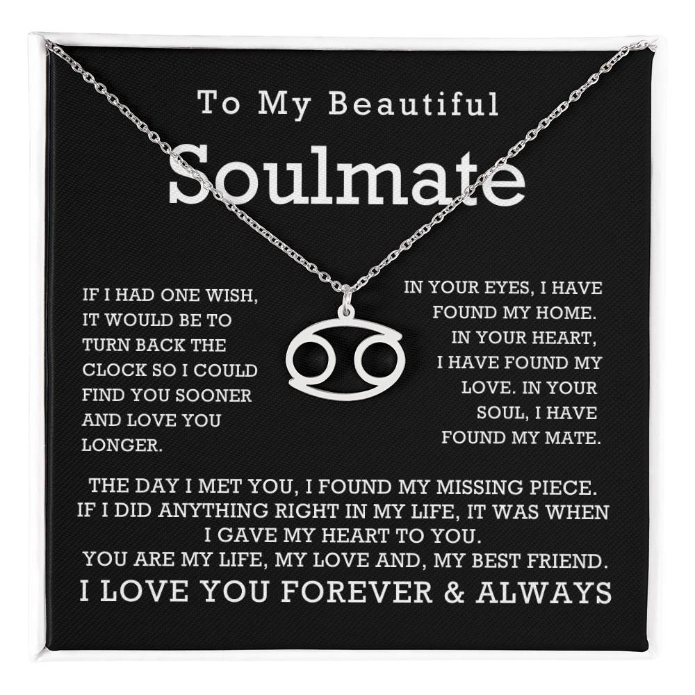 Zodiac Symbol Necklace To My Beautiful Soulmate You Are My Life My Love My Best Friend with Message Card