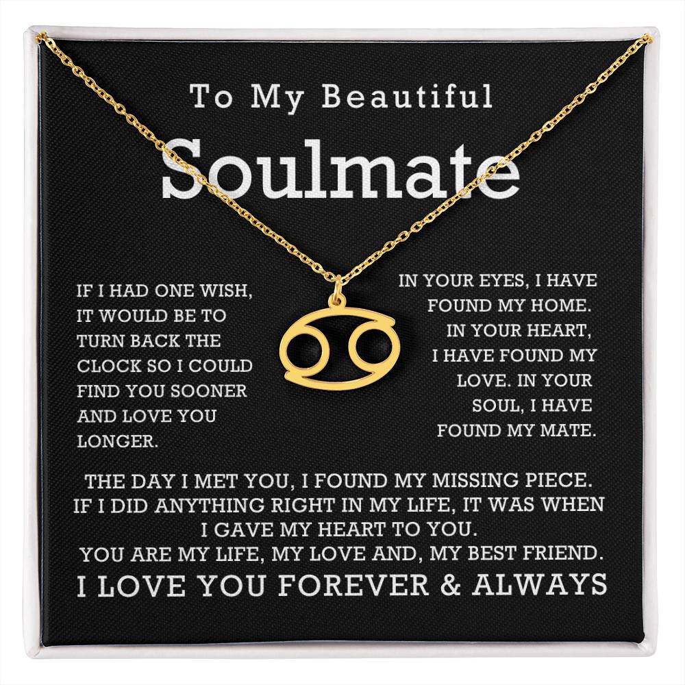 Zodiac Symbol Necklace To My Beautiful Soulmate You Are My Life My Love My Best Friend with Message Card