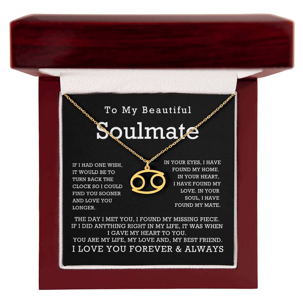Zodiac Symbol Necklace To My Beautiful Soulmate You Are My Life My Love My Best Friend with Message Card