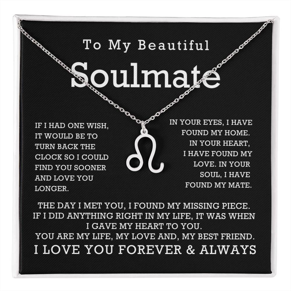 Zodiac Symbol Necklace To My Beautiful Soulmate You Are My Life My Love My Best Friend with Message Card