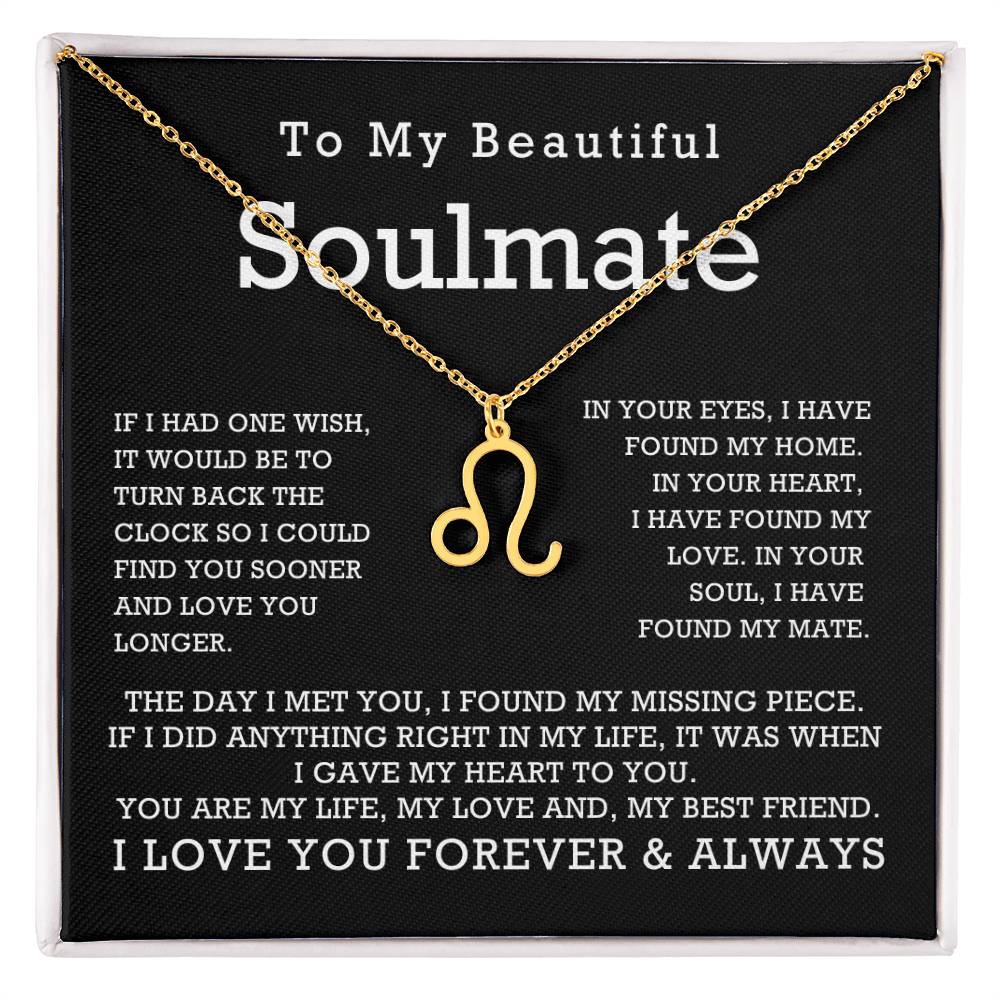 Zodiac Symbol Necklace To My Beautiful Soulmate You Are My Life My Love My Best Friend with Message Card