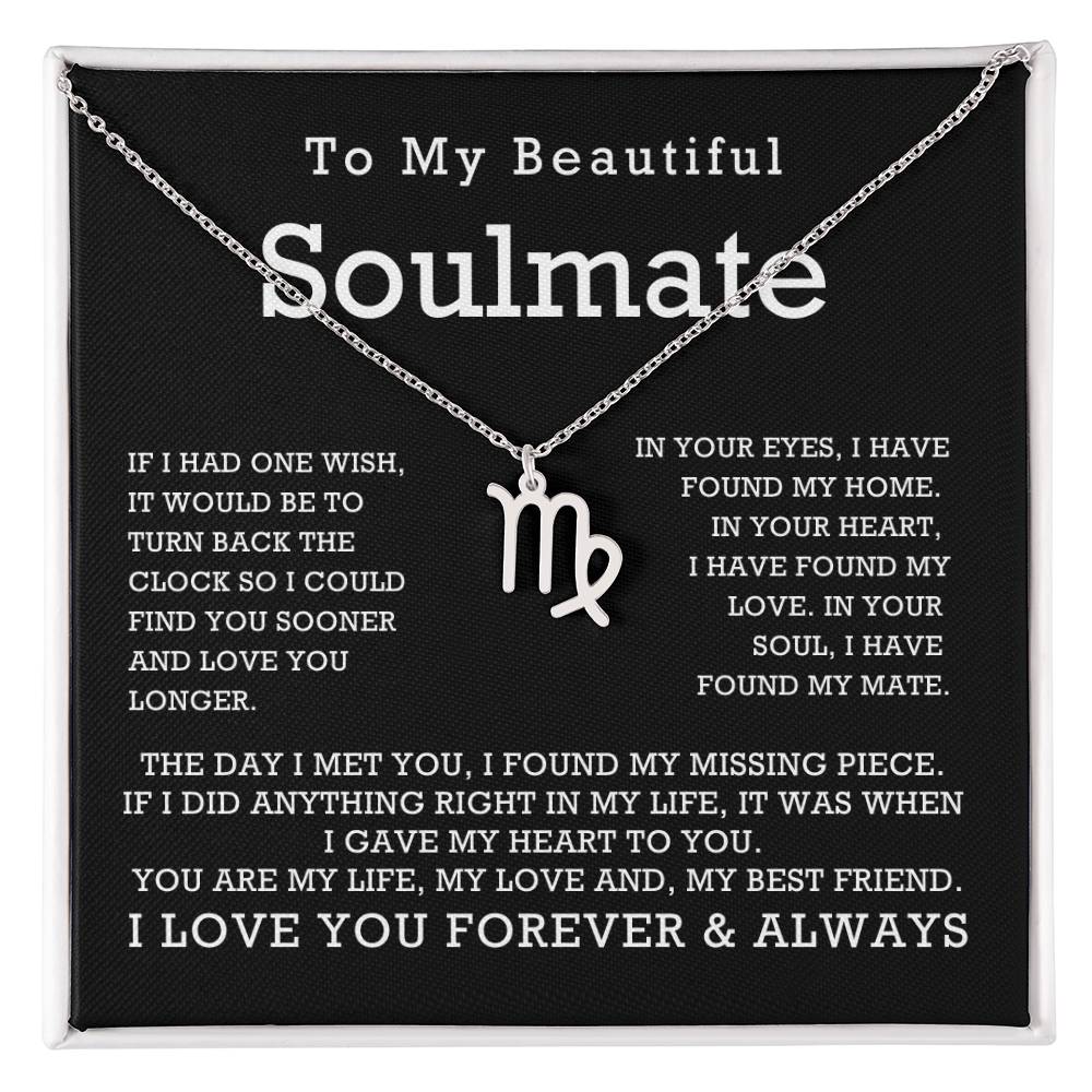 Zodiac Symbol Necklace To My Beautiful Soulmate You Are My Life My Love My Best Friend with Message Card