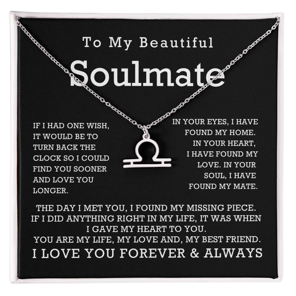 Zodiac Symbol Necklace To My Beautiful Soulmate You Are My Life My Love My Best Friend with Message Card