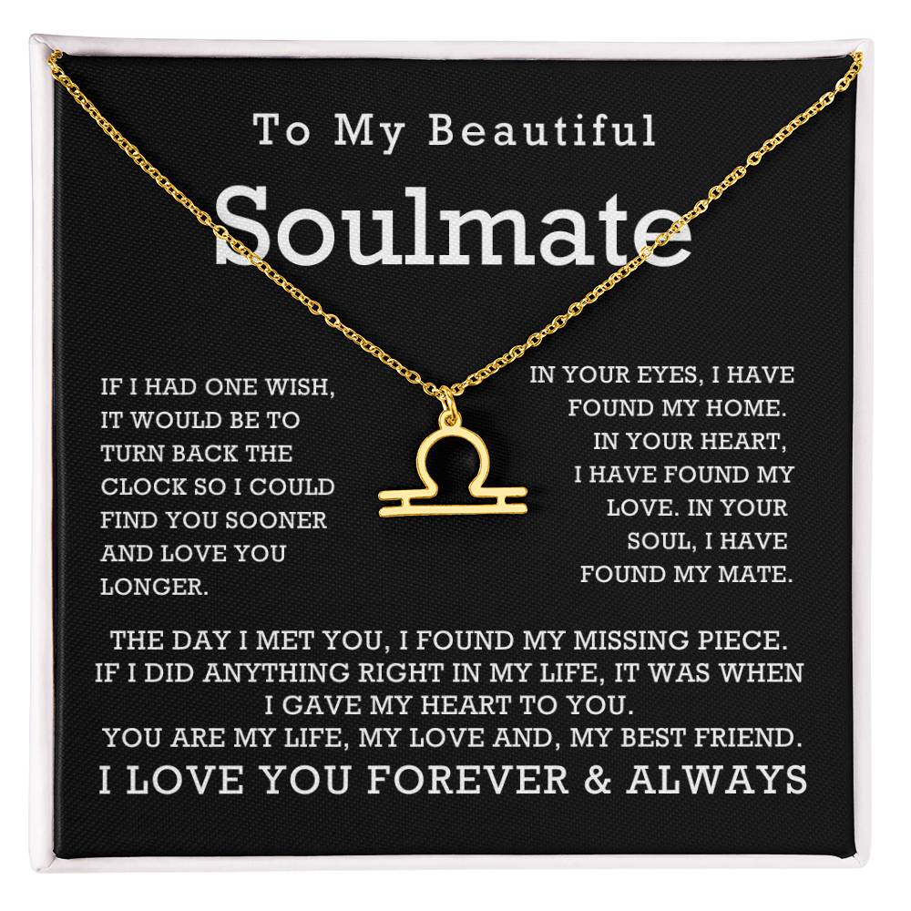 Zodiac Symbol Necklace To My Beautiful Soulmate You Are My Life My Love My Best Friend with Message Card