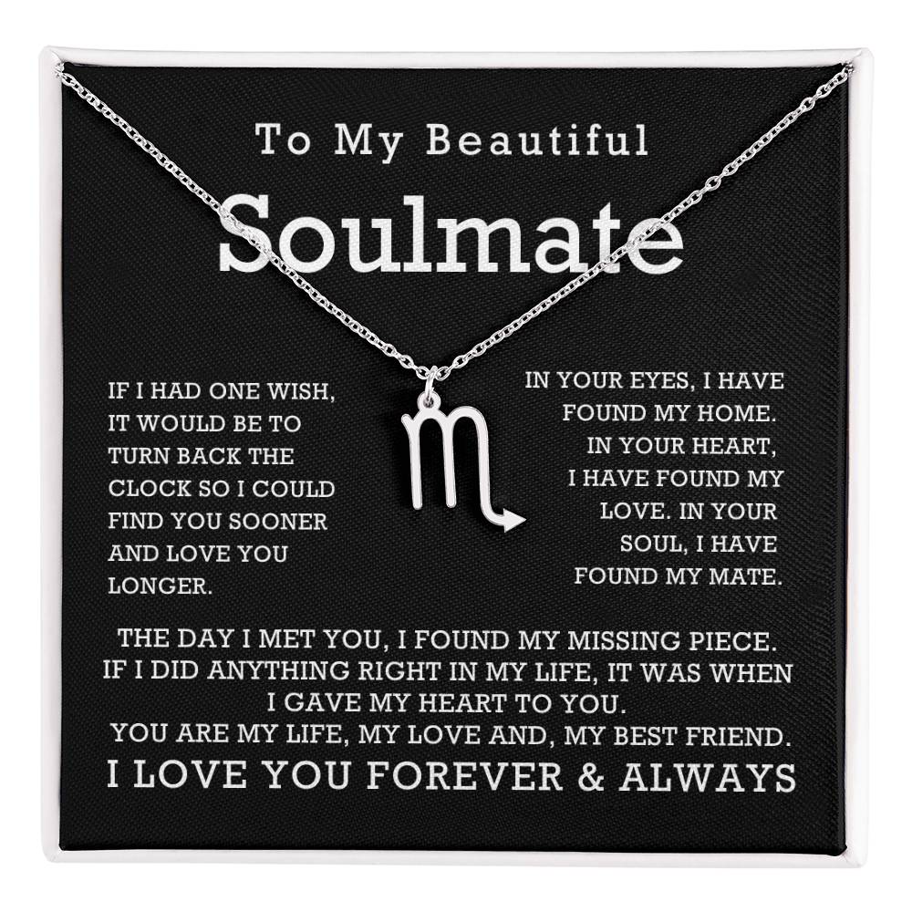 Zodiac Symbol Necklace To My Beautiful Soulmate You Are My Life My Love My Best Friend with Message Card