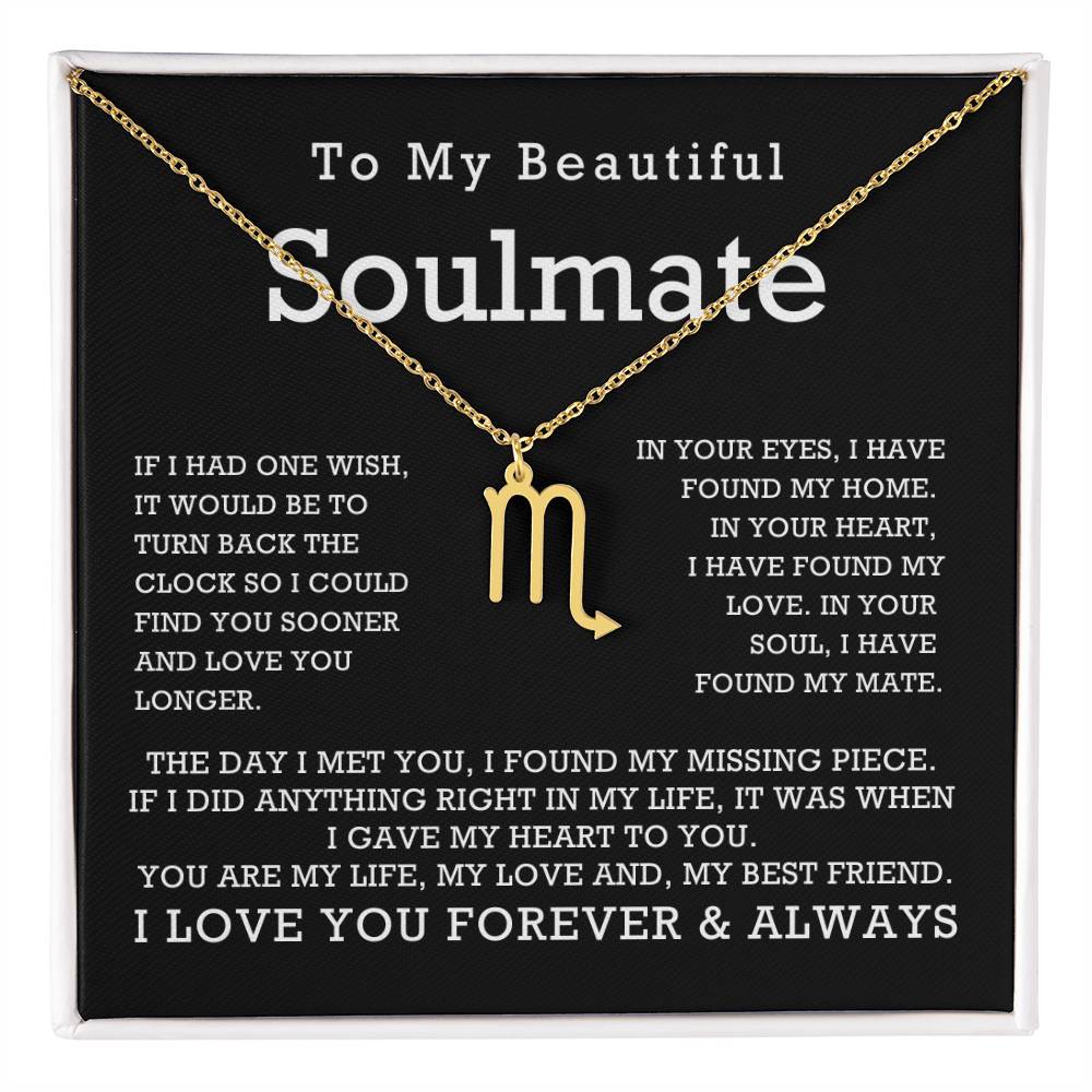 Zodiac Symbol Necklace To My Beautiful Soulmate You Are My Life My Love My Best Friend with Message Card