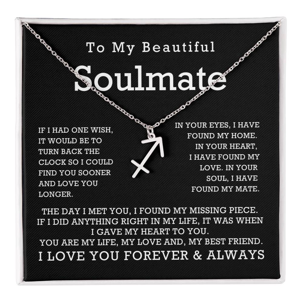 Zodiac Symbol Necklace To My Beautiful Soulmate You Are My Life My Love My Best Friend with Message Card