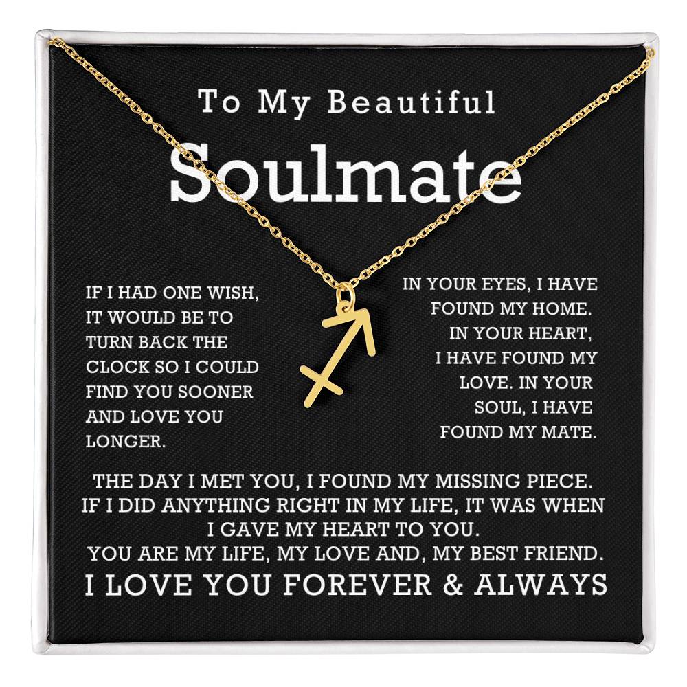 Zodiac Symbol Necklace To My Beautiful Soulmate You Are My Life My Love My Best Friend with Message Card