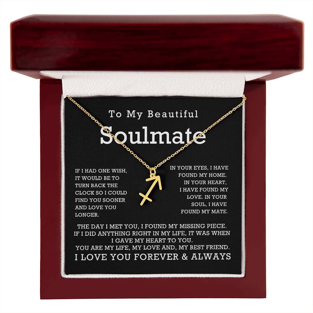 Zodiac Symbol Necklace To My Beautiful Soulmate You Are My Life My Love My Best Friend with Message Card