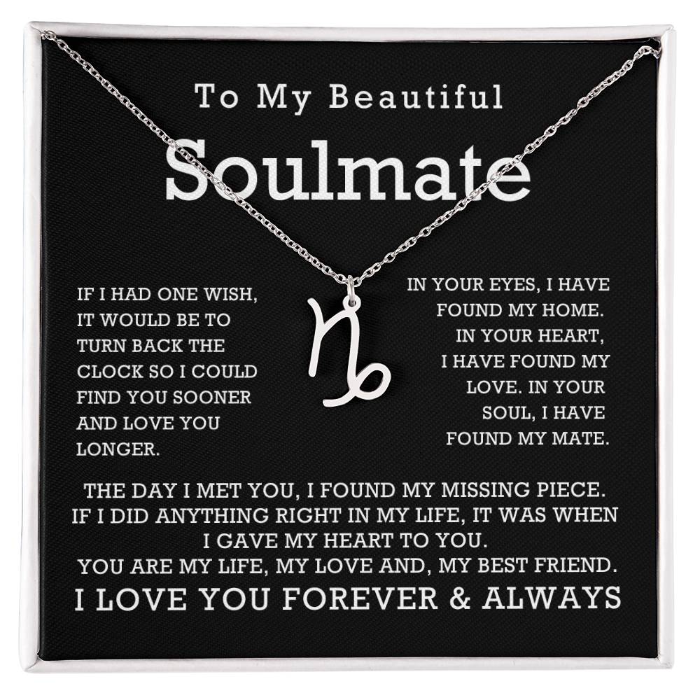 Zodiac Symbol Necklace To My Beautiful Soulmate You Are My Life My Love My Best Friend with Message Card
