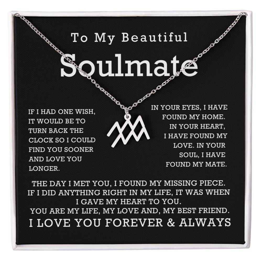 Zodiac Symbol Necklace To My Beautiful Soulmate You Are My Life My Love My Best Friend with Message Card