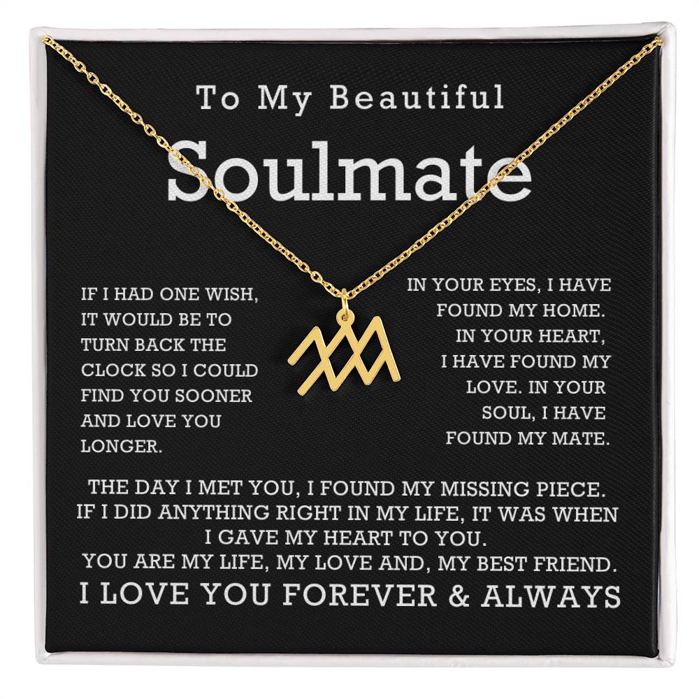 Zodiac Symbol Necklace To My Beautiful Soulmate You Are My Life My Love My Best Friend with Message Card