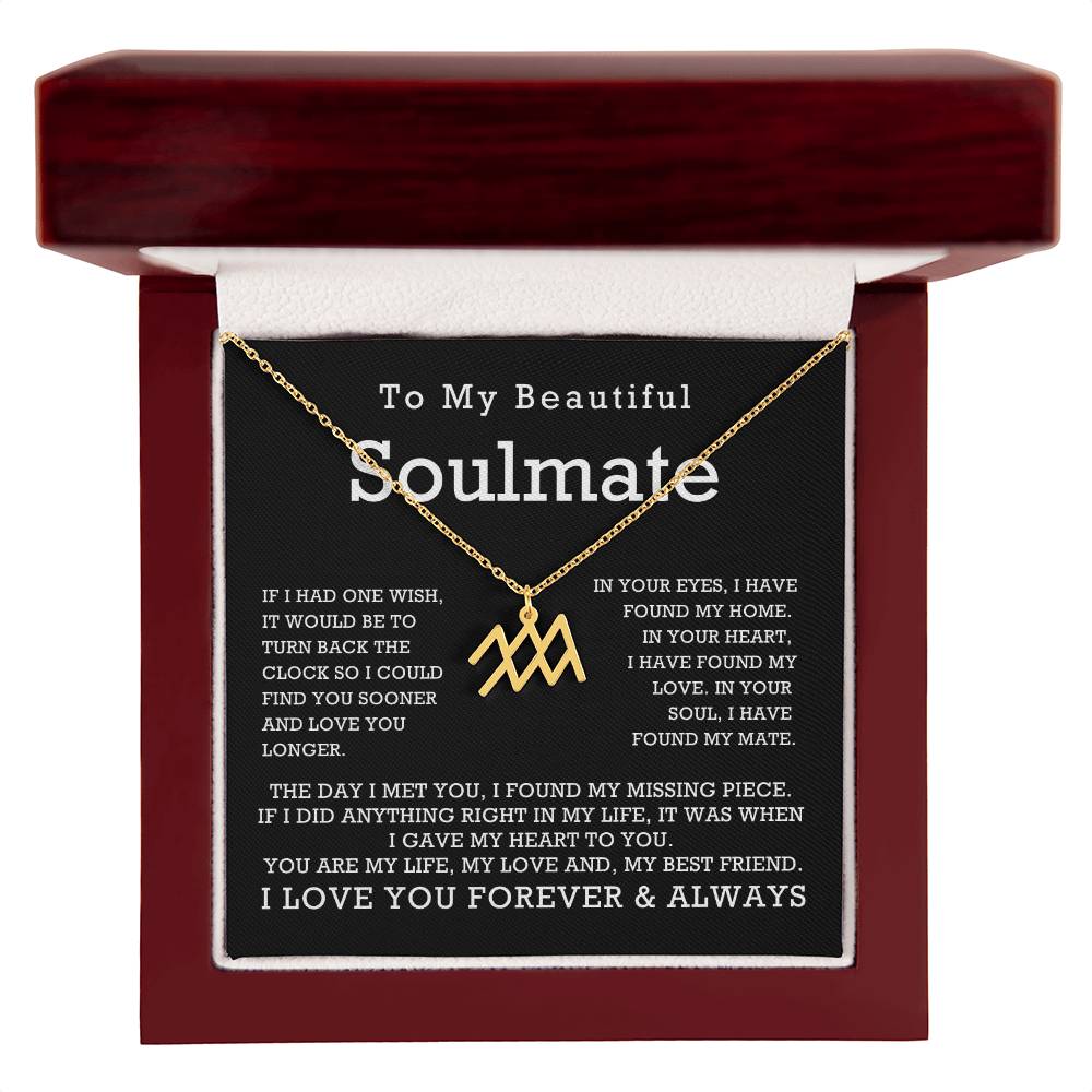 Zodiac Symbol Necklace To My Beautiful Soulmate You Are My Life My Love My Best Friend with Message Card