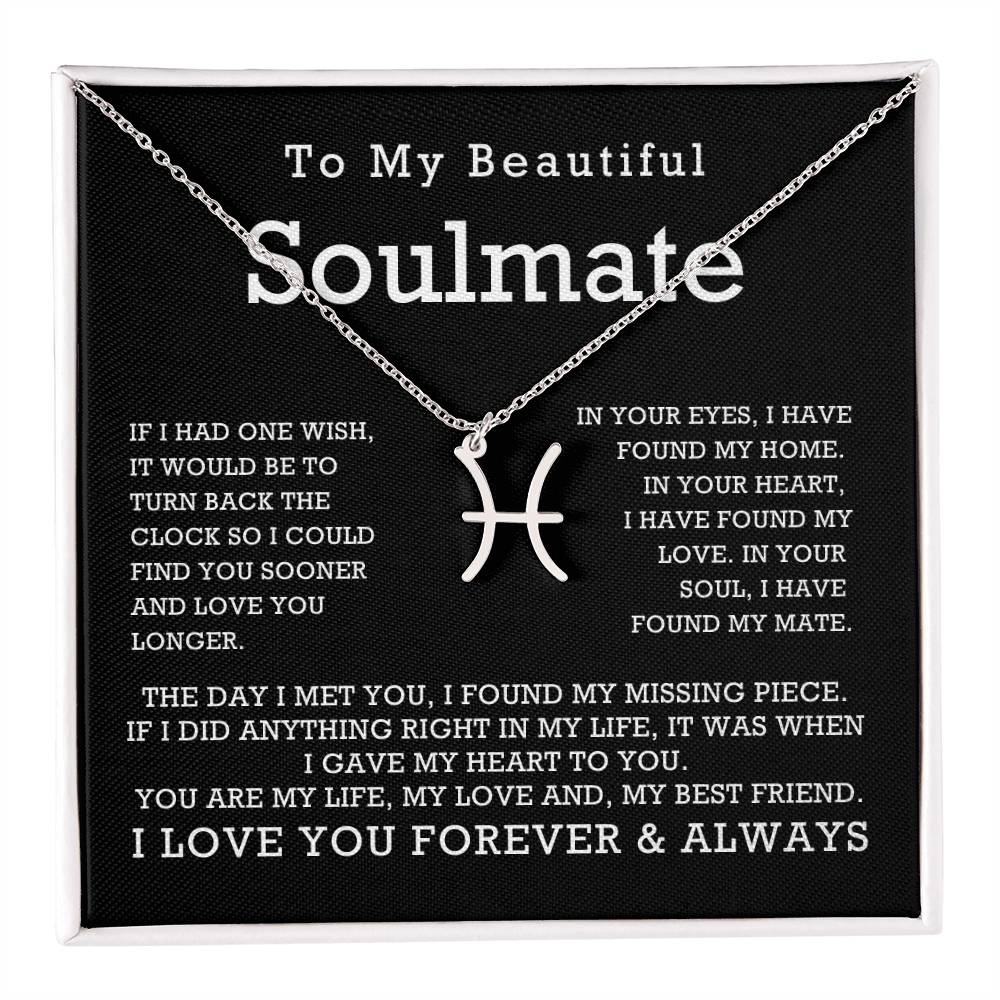 Zodiac Symbol Necklace To My Beautiful Soulmate You Are My Life My Love My Best Friend with Message Card