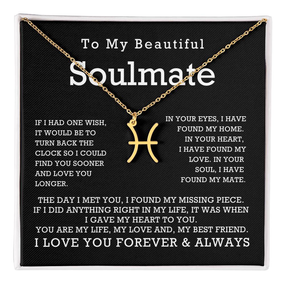 Zodiac Symbol Necklace To My Beautiful Soulmate You Are My Life My Love My Best Friend with Message Card