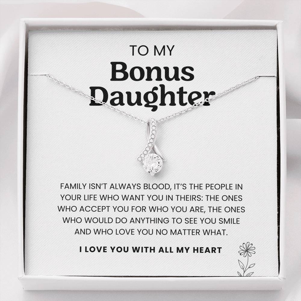 (ALMOST SOLD OUT) To My Bonus Daughter | I'd Do Anything To See You Smile | Silver Necklace