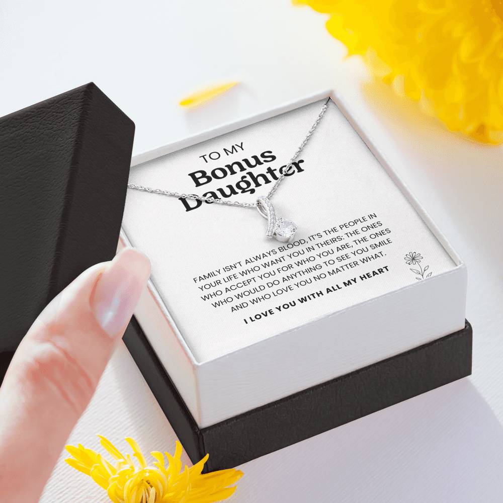 (ALMOST SOLD OUT) To My Bonus Daughter | I'd Do Anything To See You Smile | Silver Necklace