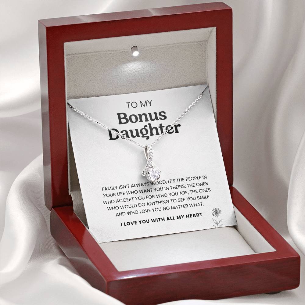 (ALMOST SOLD OUT) To My Bonus Daughter | I'd Do Anything To See You Smile | Silver Necklace