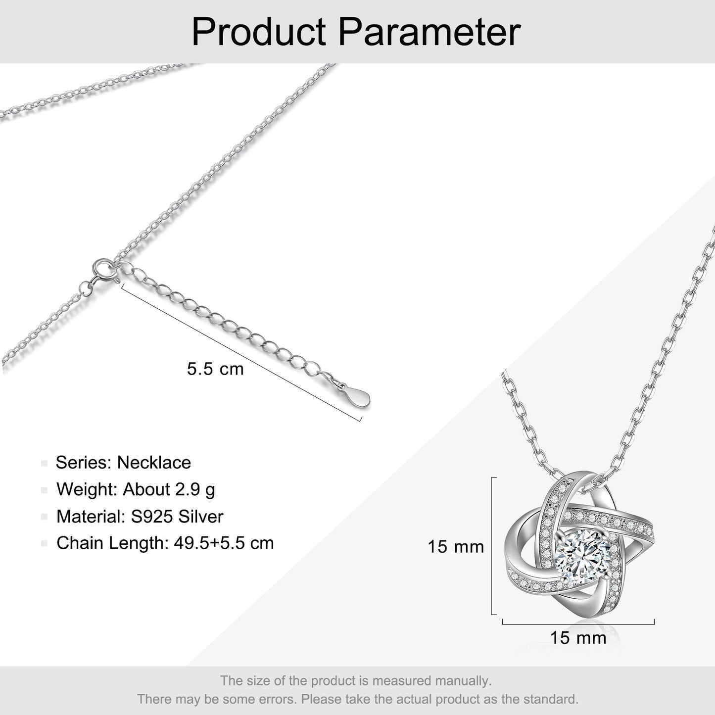 To My Daughter from Dad White Gold Love Knot Necklace "Never Forget That I Love You"