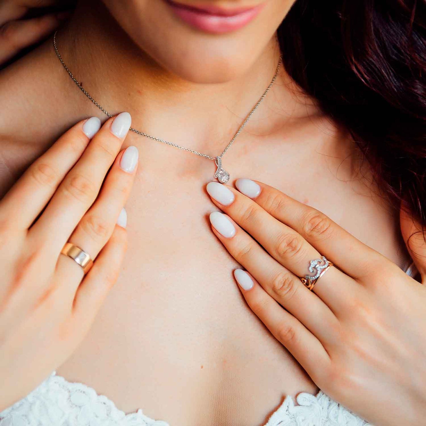 To My Girlfriend - The Day I Met You - White Gold Alluring Necklace
