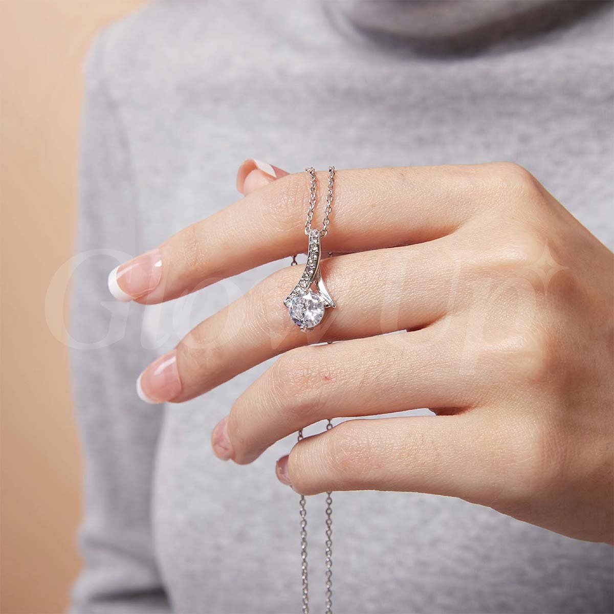 To My Girlfriend - The Day I Met You - White Gold Alluring Necklace
