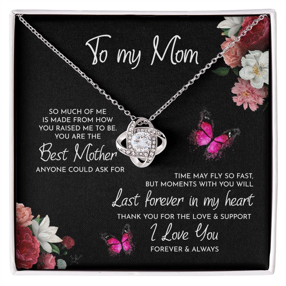 To My Mom Time May Fly Love Knot Necklace