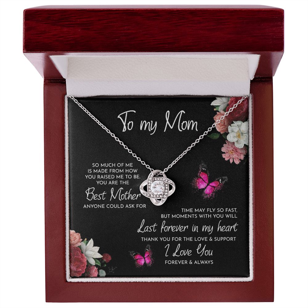 To My Mom Time May Fly Love Knot Necklace