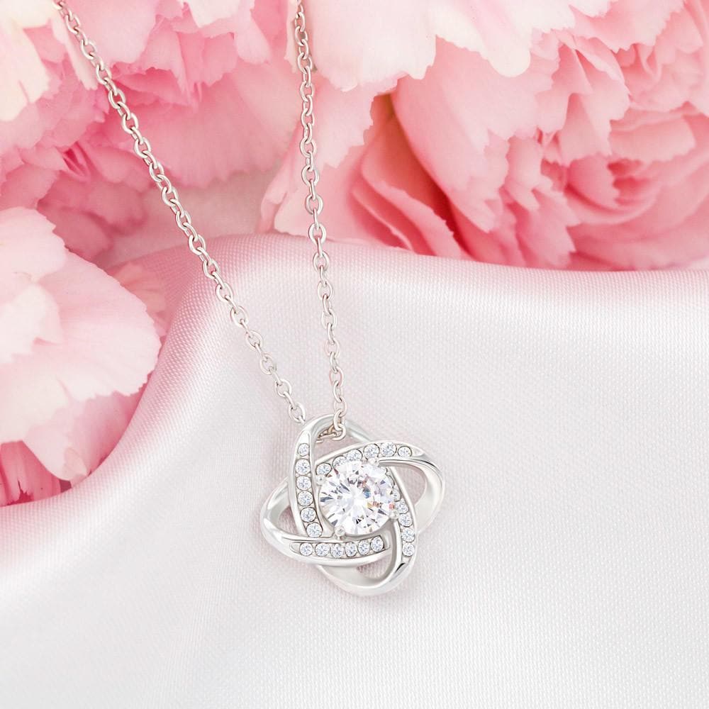To My Mom Time May Fly Love Knot Necklace