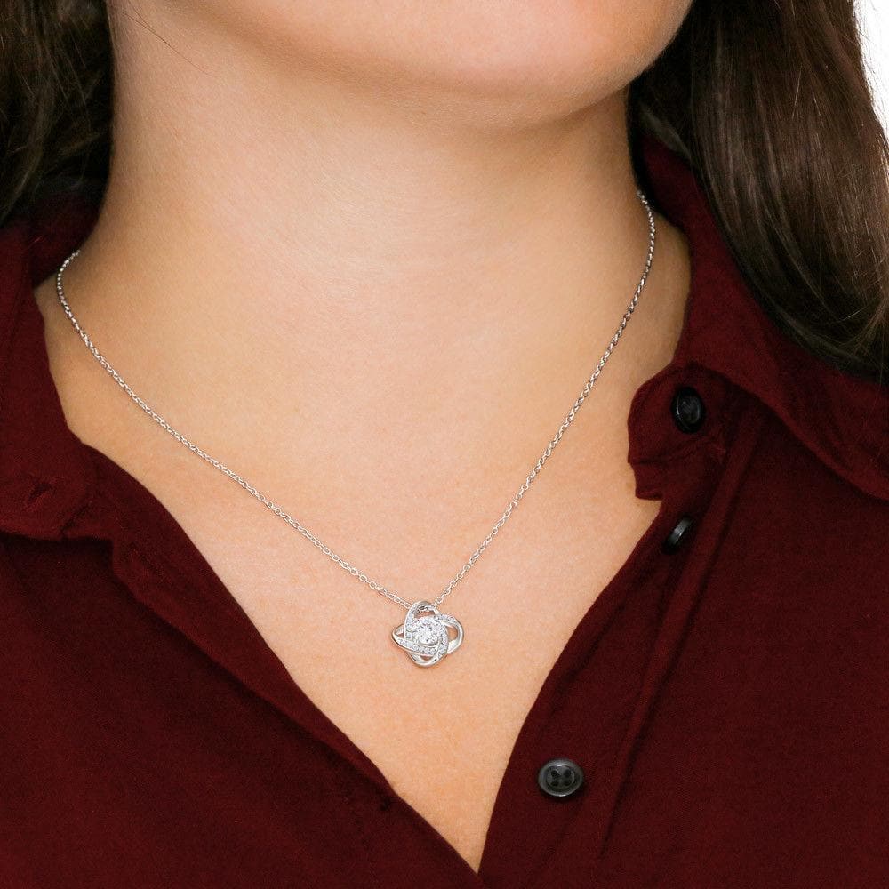 To My Mom Time May Fly Love Knot Necklace