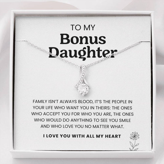 (ALMOST SOLD OUT) To My Bonus Daughter | I'd Do Anything To See You Smile | Silver Necklace